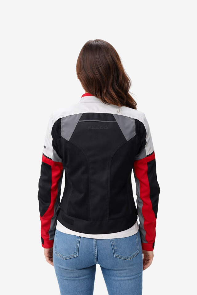 Scudo Lima Yazlık Fileli Kadın Motosiklet Montu - Kırmızı