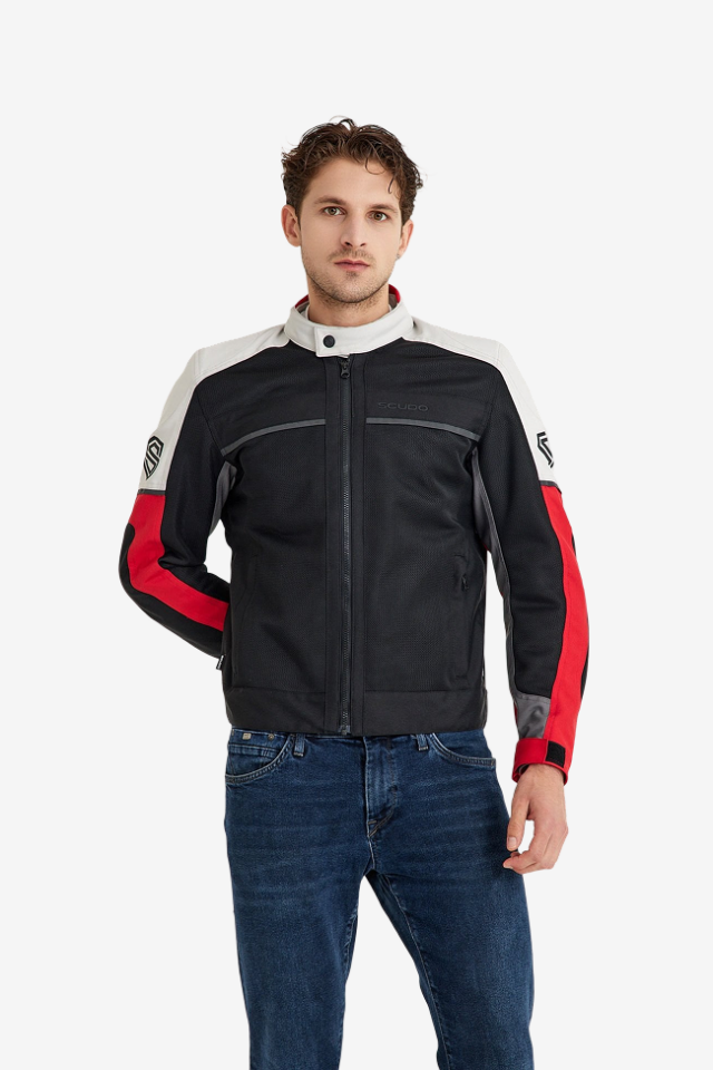 Scudo Santiago Kırmızı Yazlık Fileli Erkek Motosiklet Montu