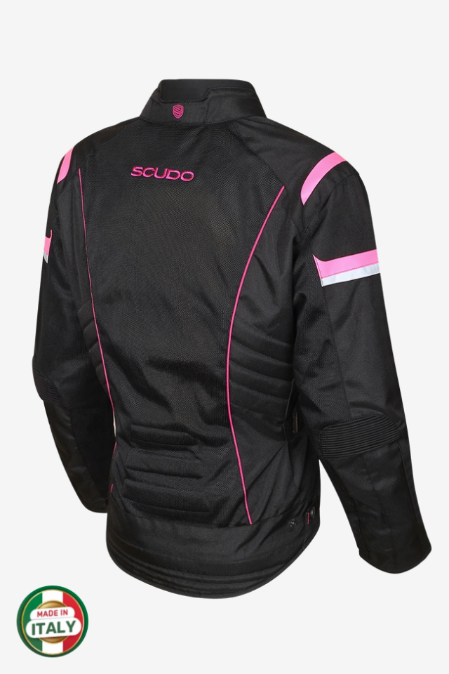 Scudo Lisbon 4 Mevsim Kadın Motosiklet Montu Siyah/Pembe