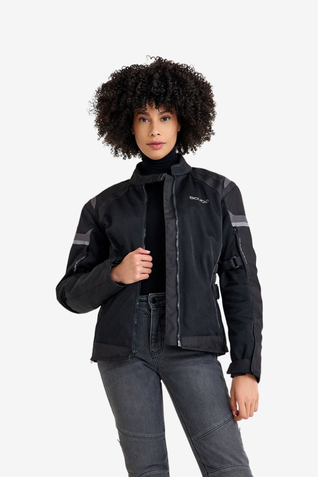 Scudo Lisbon 4 Mevsim Kadın Motosiklet Montu Siyah/Gri