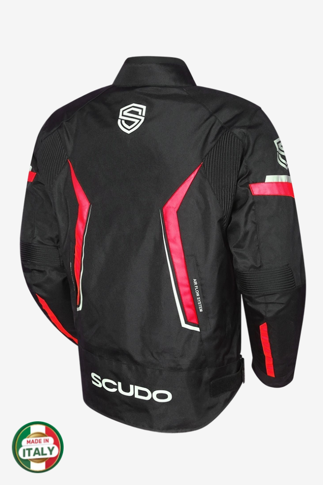 Scudo Roma 4 Mevsim Erkek Motosiklet Montu Siyah/Kırmızı