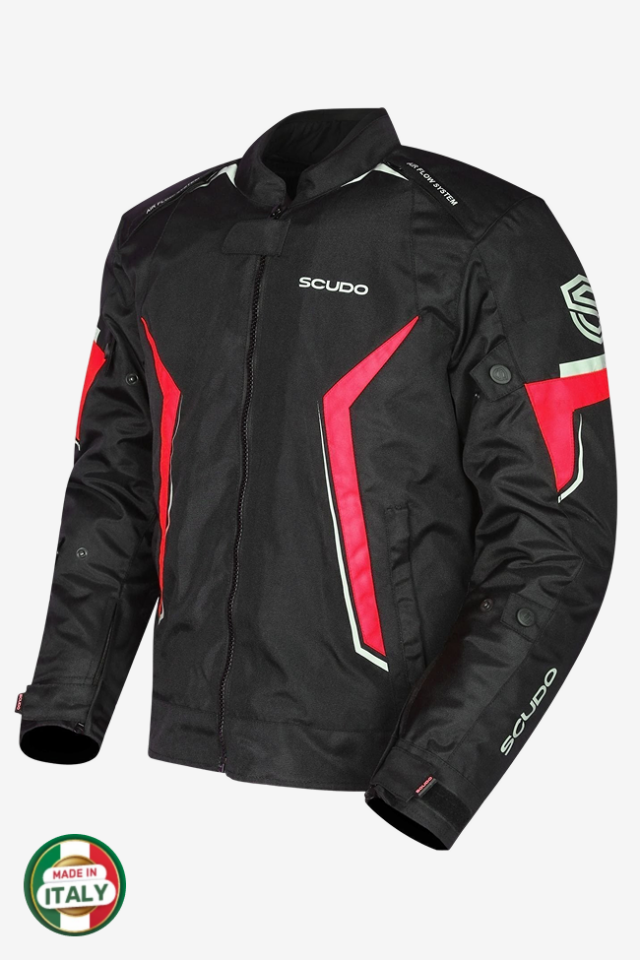Scudo Roma 4 Mevsim Erkek Motosiklet Montu Siyah/Kırmızı