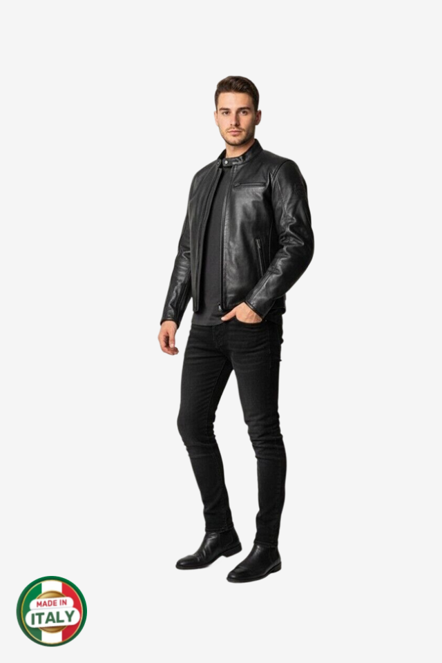 Scudo Teksas Hakiki Deri Erkek Motosiklet Montu