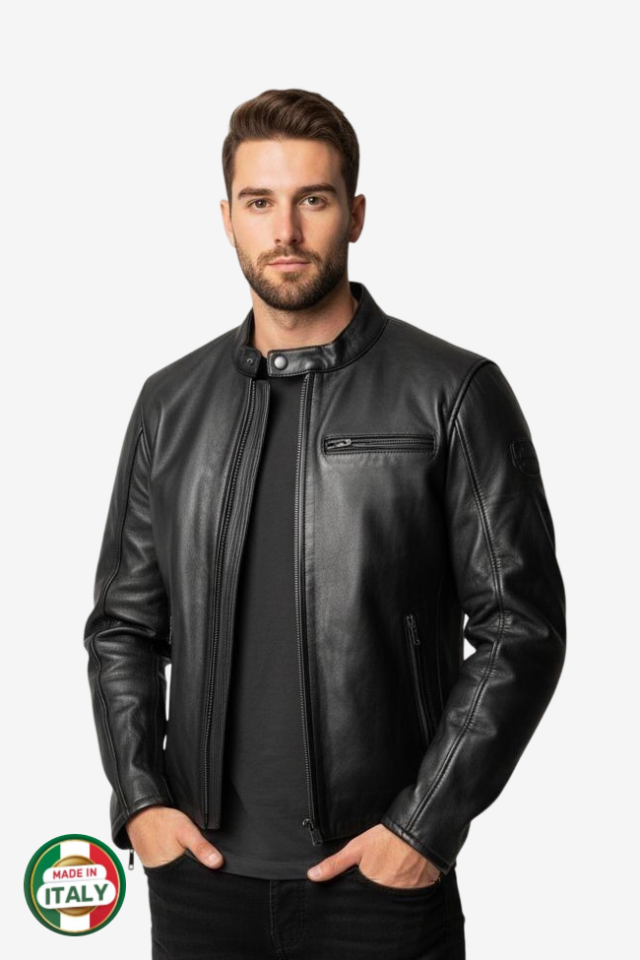 Scudo Teksas Hakiki Deri Erkek Motosiklet Montu