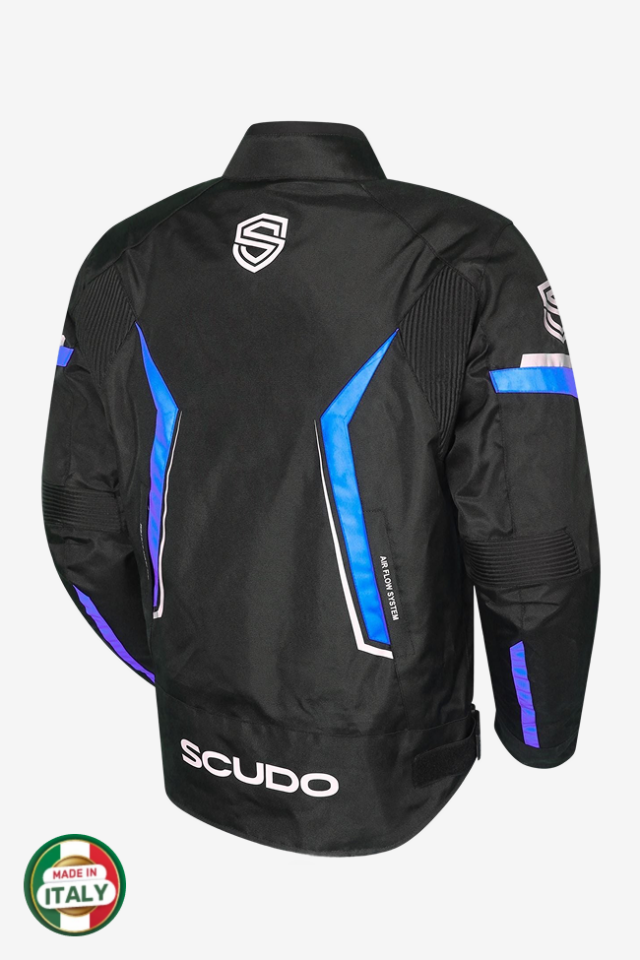 Scudo Roma 4 Mevsim Erkek Motosiklet Montu Siyah/Mavi