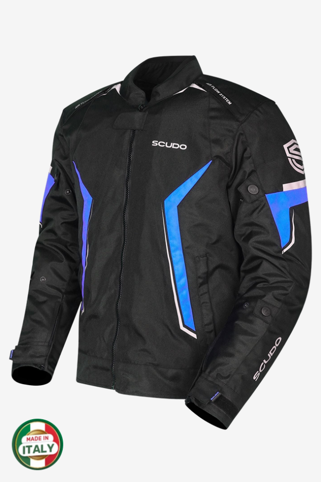 Scudo Roma 4 Mevsim Erkek Motosiklet Montu Siyah/Mavi