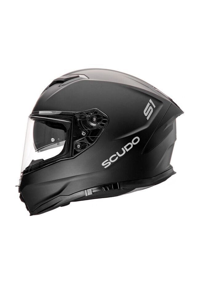 Scudo S1 Full Face Kapalı Güneş Vizörlü Motosiklet Kaskı Ece 22.06 Sertifikalı Mat Siyah