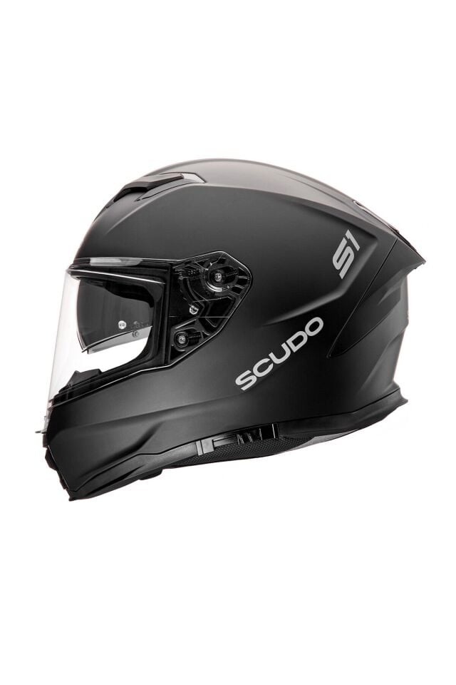Scudo S1 Full Face Kapalı Güneş Vizörlü Motosiklet Kaskı Ece 22.06 Sertifikalı Mat Siyah