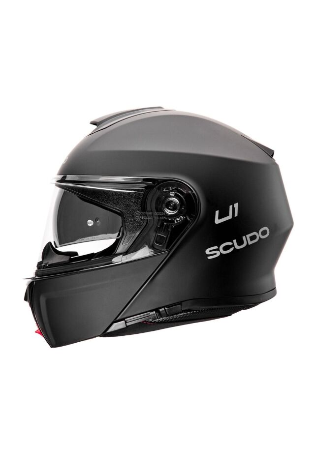 Scudo U1 Modüler Çene Açılır Güneş Vizörlü Motosiklet Kaskı Ece 22.06 Sertifikalı Mat Siyah