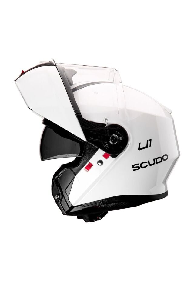 Scudo U1 Modüler Çene Açılır Güneş Vizörlü Motosiklet Kaskı Ece 22.06 Sertifikalı Beyaz