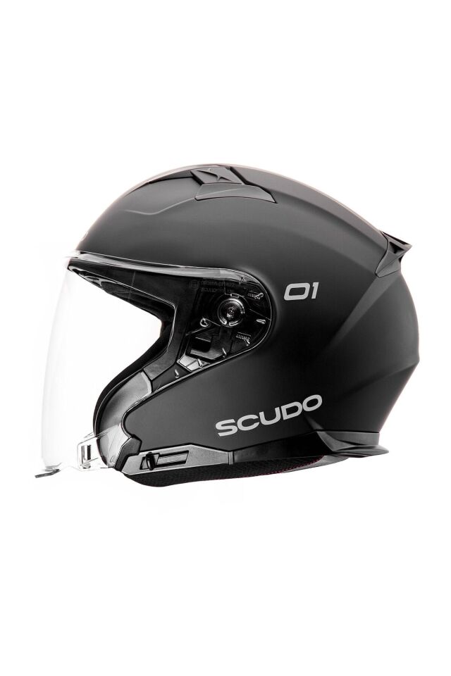 Scudo O1 Open Face Çene Açık Güneş Vizörlü Motosiklet Kaskı Ece 22.06 Sertifikalı Mat Siyah