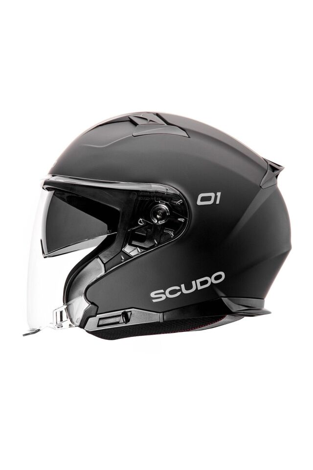 Scudo O1 Open Face Çene Açık Güneş Vizörlü Motosiklet Kaskı Ece 22.06 Sertifikalı Mat Siyah