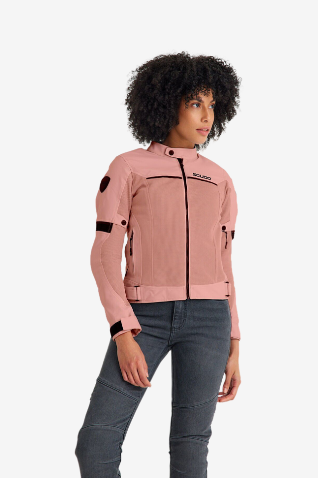 Scudo Paris Pembe Yazlık Fileli Kadın Motosiklet Montu