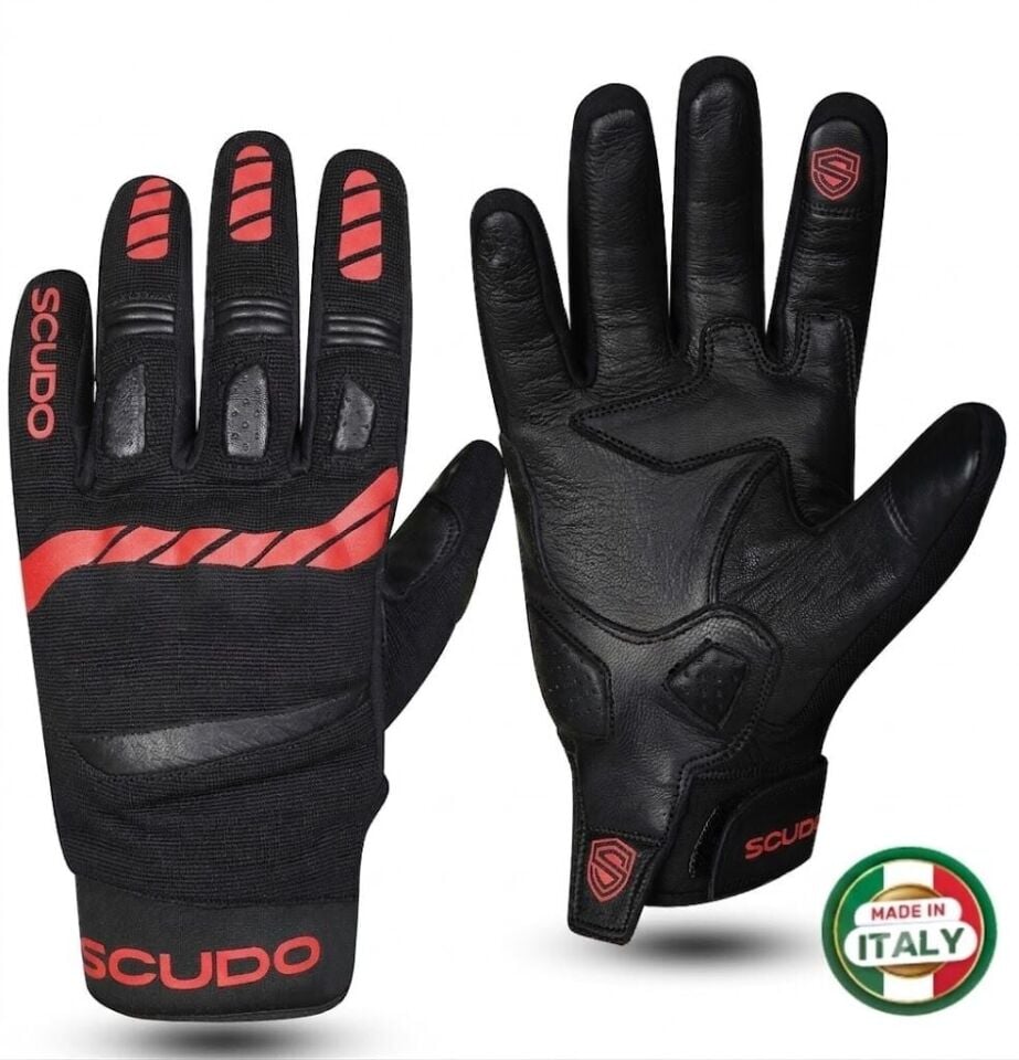 Scudo Parma 2 Dokunmatik 4 Mevsim Motosiklet Eldiveni - Kırmızı